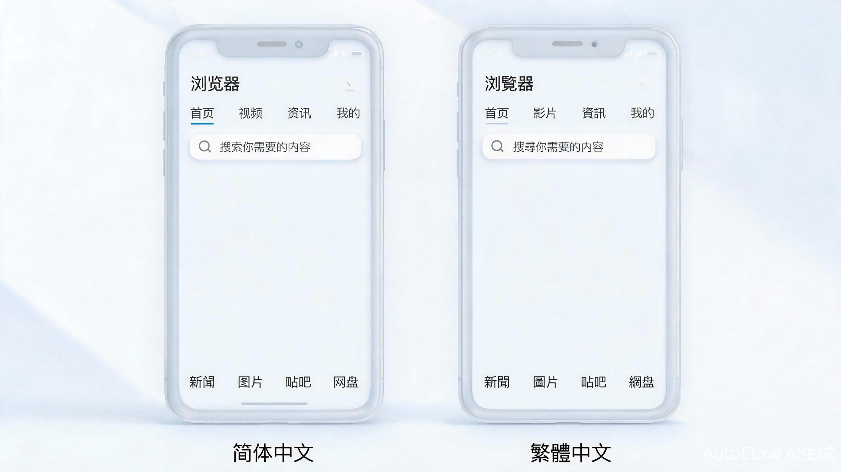 夸克浏览器港台版和内地版界面对比
