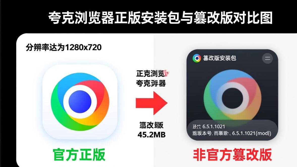 正版夸克浏览器与篡改版对比