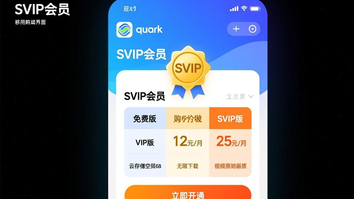 夸克网盘SVIP会员购买页面 - 套餐对比