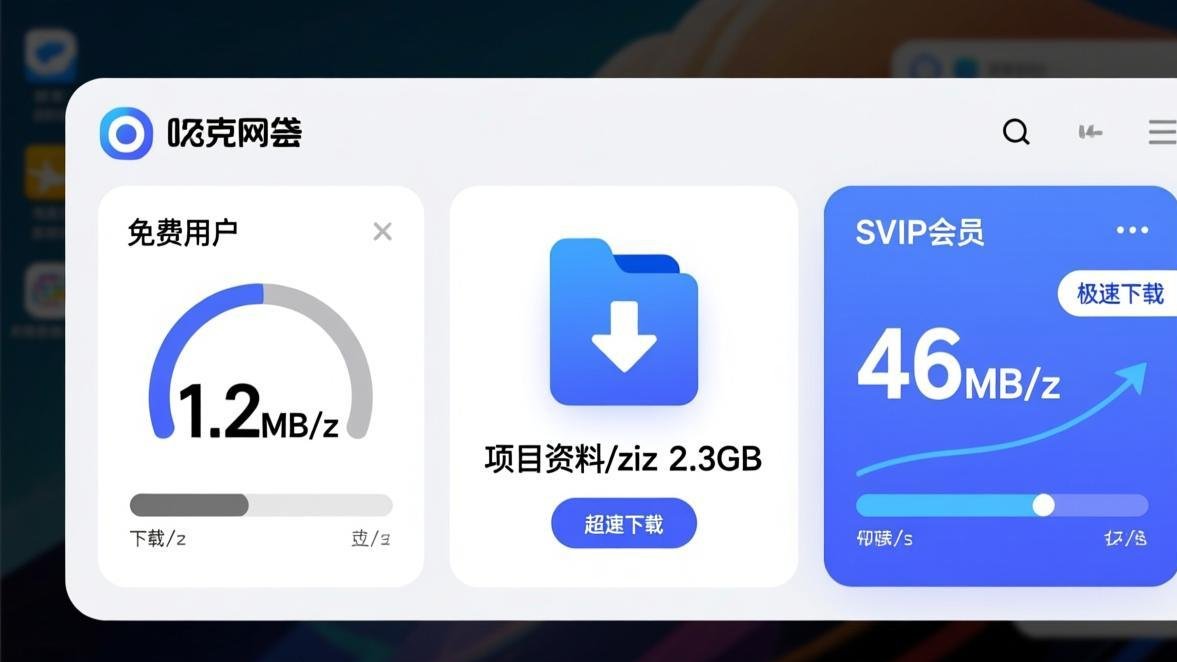 夸克网盘免费版与SVIP上传下载速度对比界面